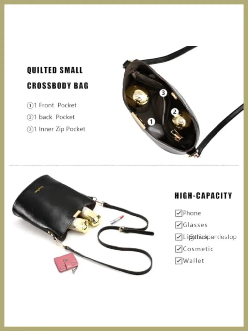 Vegan Leather Crossbody Bag with Adjustable Strap | Women's Handbag